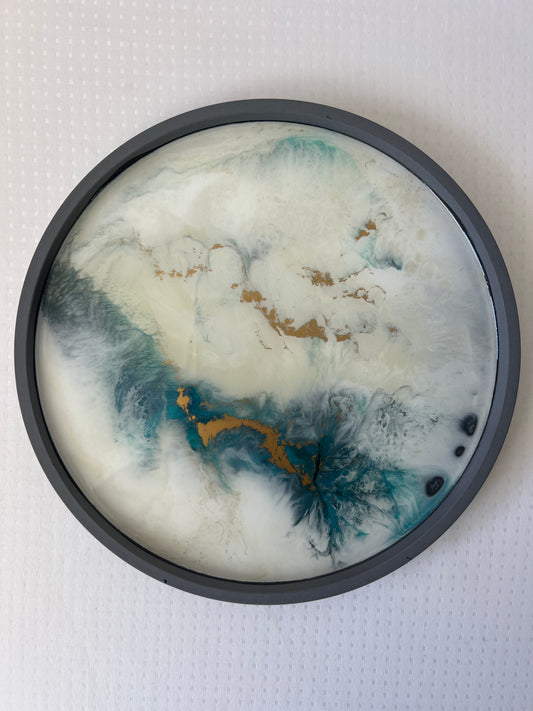 Tacka ozdobna z żywicy biel/błękit