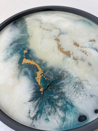 Tacka ozdobna z żywicy biel/błękit