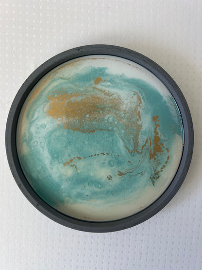 Tacka ozdobna z żywicy złoto/błękit