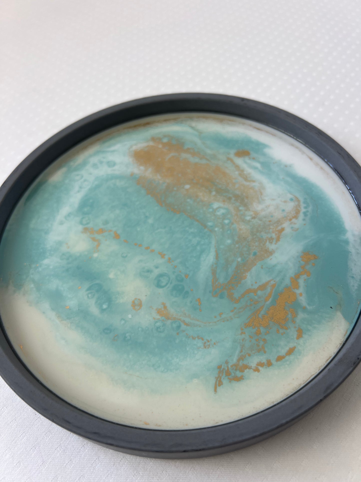 Tacka ozdobna z żywicy złoto/błękit