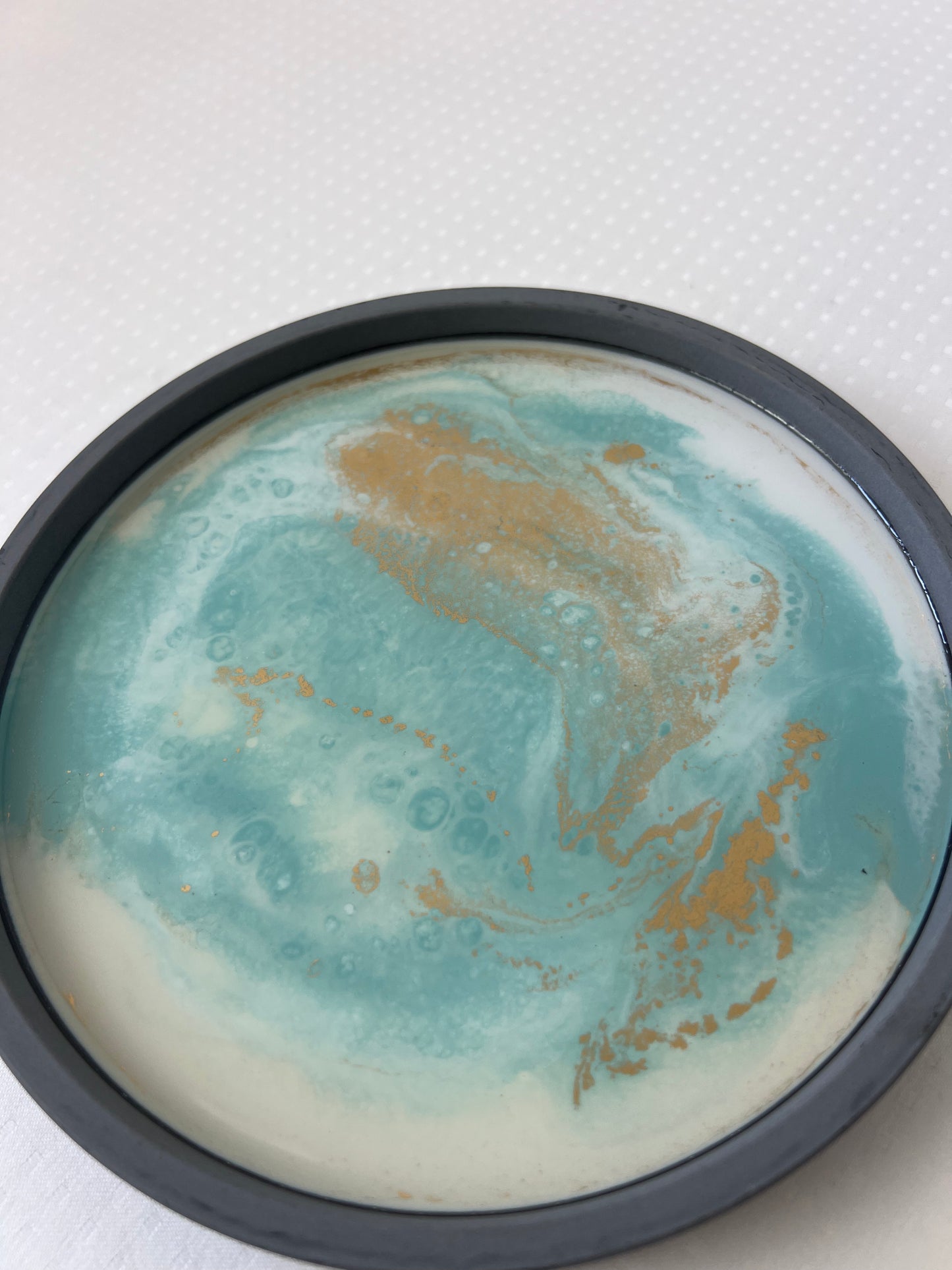 Tacka ozdobna z żywicy złoto/błękit