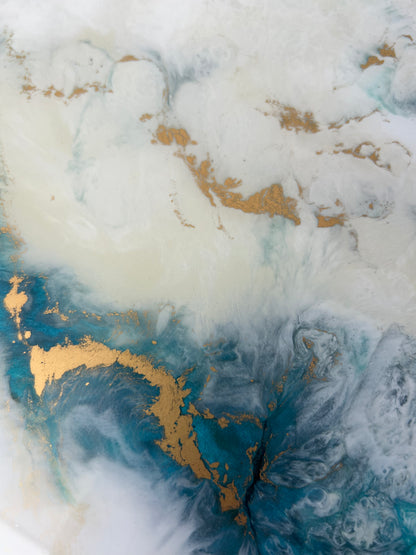 Tacka ozdobna z żywicy biel/błękit