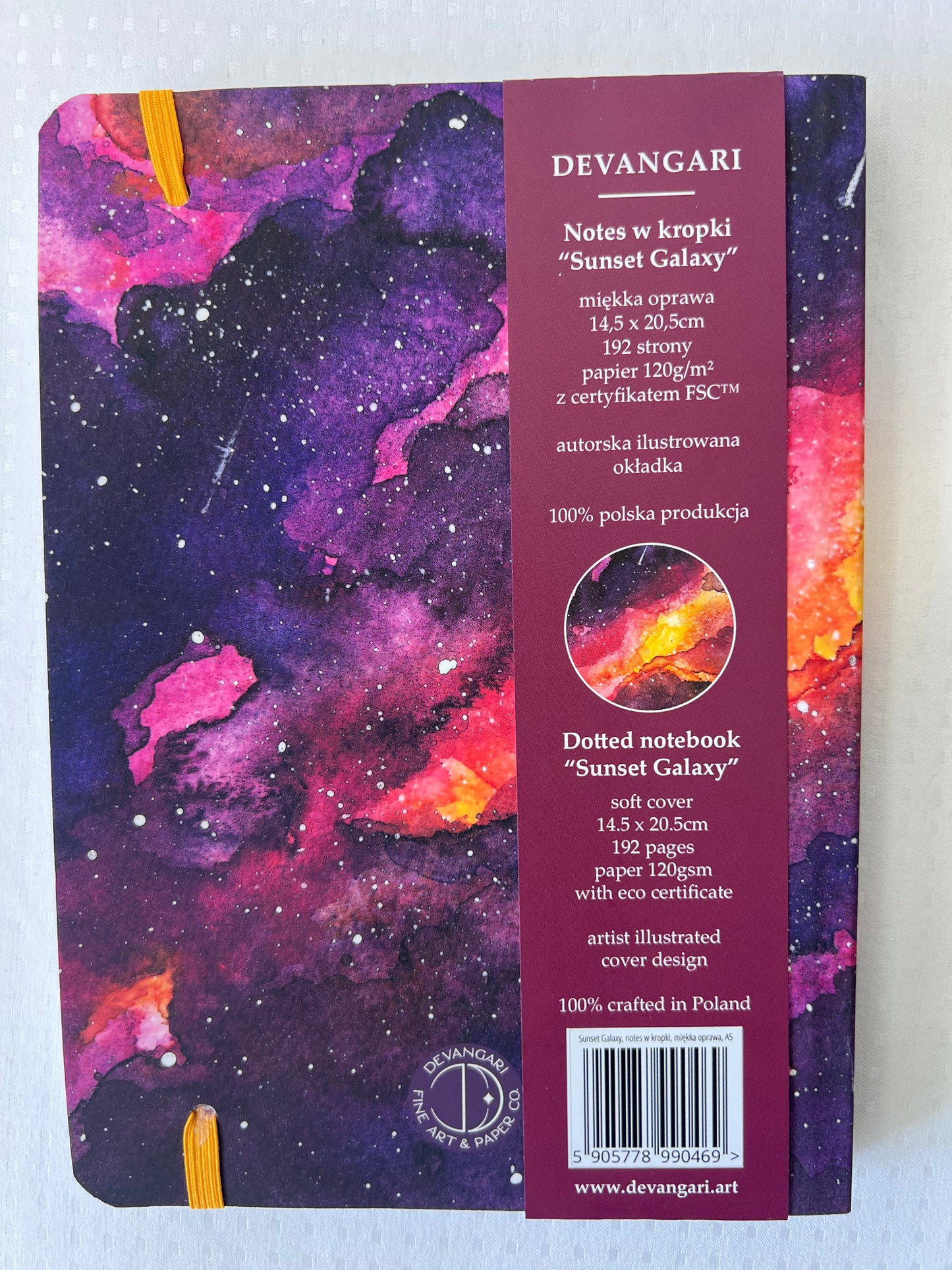 Devangari notes w kropki "Sunset Galaxy" A5