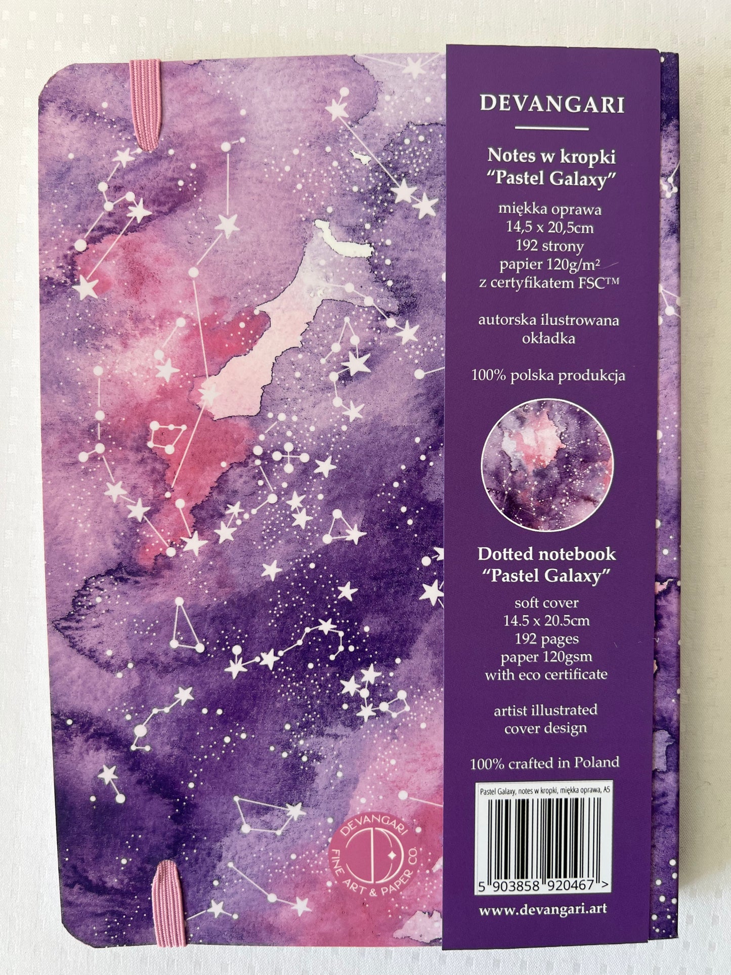 Devangari notes w kropki "Pastel Galaxy" A5