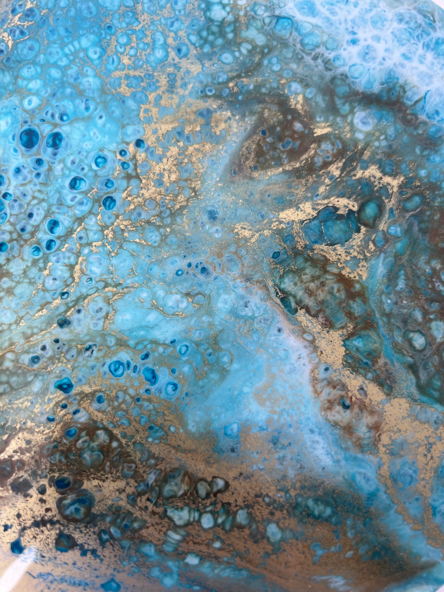 Tacka ozdobna gipsowa z żywicy złoto/akwamaryna