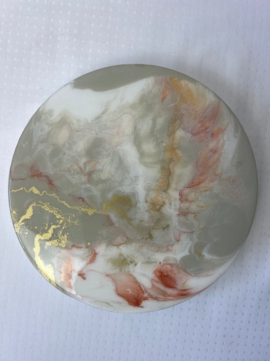 Tacka ozdobna gipsowa z żywicy złoto/beż