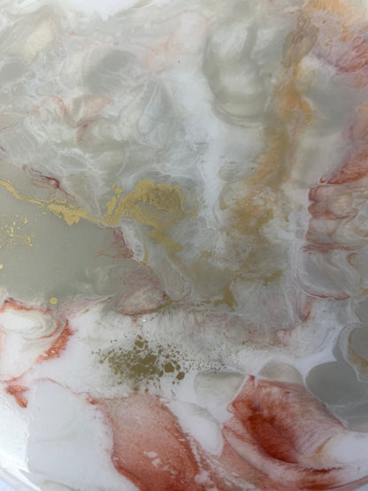 Tacka ozdobna gipsowa z żywicy złoto/beż